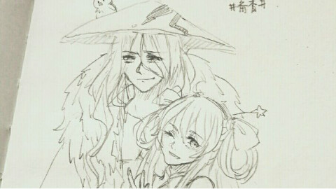 手绘改画,动漫cp的线稿-CP改画5